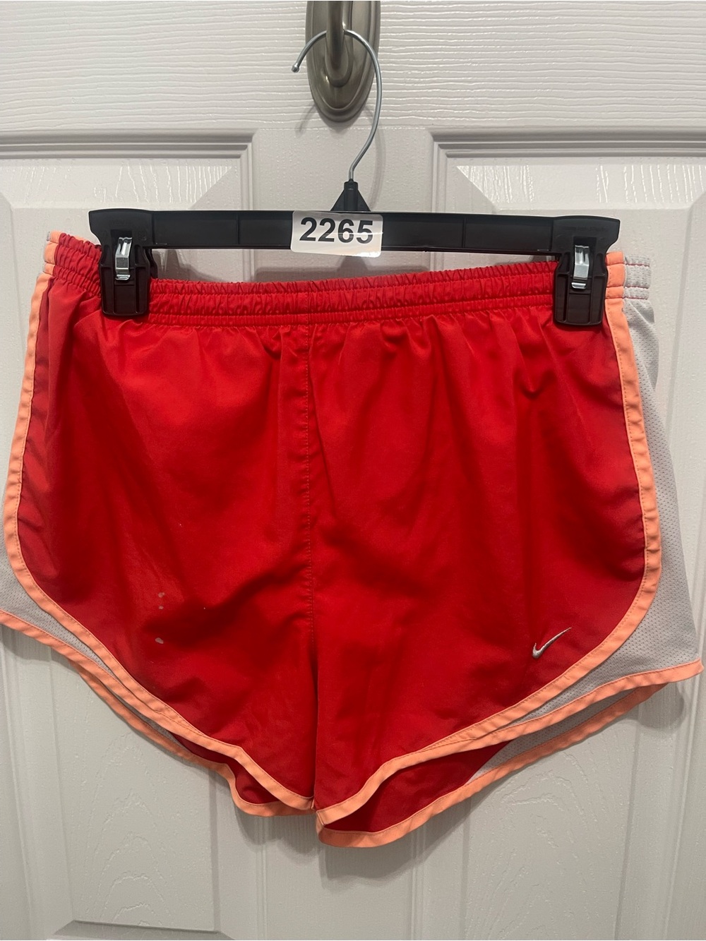 Nike Women's Red Athletic Shorts with Peach Trim
